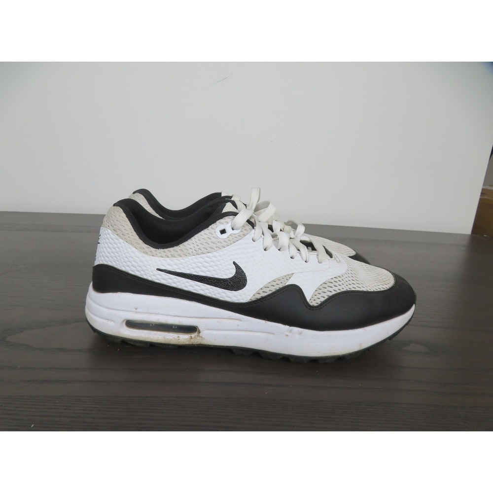 Nike Air Max 1 Golf Shoes Mens Size 9.5 White Black Mesh Sneakers CI7576-100